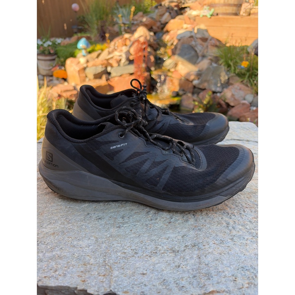 Salomon Sense Ride 4 Mens 12 Black Trail Running Shoes 412938 SensiFit Contagrip